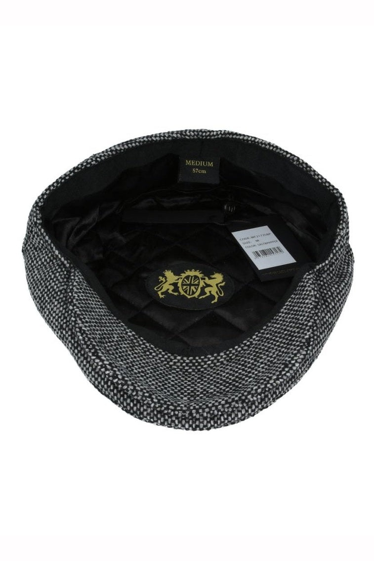 GREY WOOL BLEND TWEED FLAT CAP
