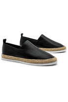 Men’s Black Faux Leather Slip-On Espadrille Shoes Sartorial Shoes