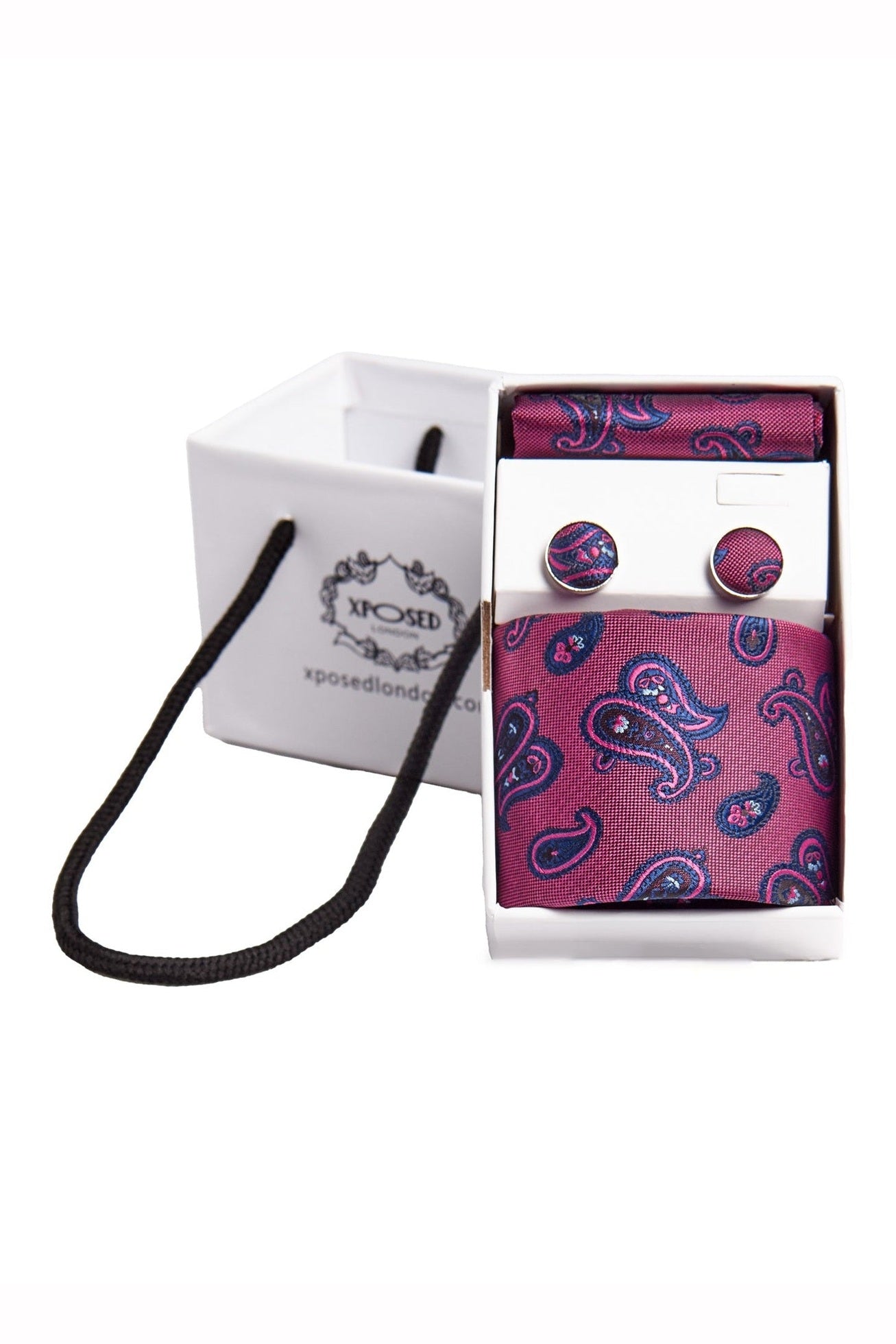 BURNT PINK PAISLEY PRINT NECKTIE SET