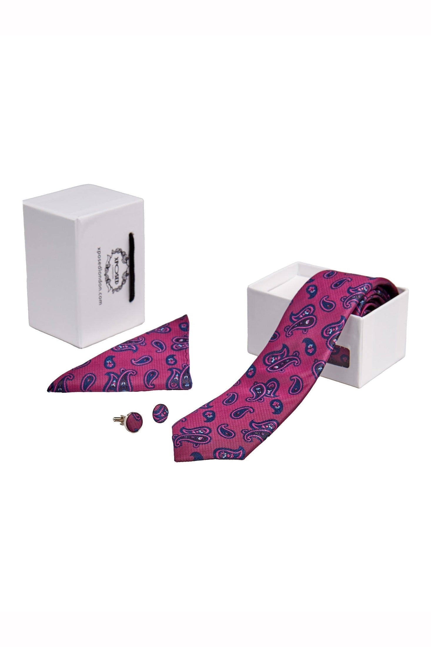 BURNT PINK PAISLEY PRINT NECKTIE SET