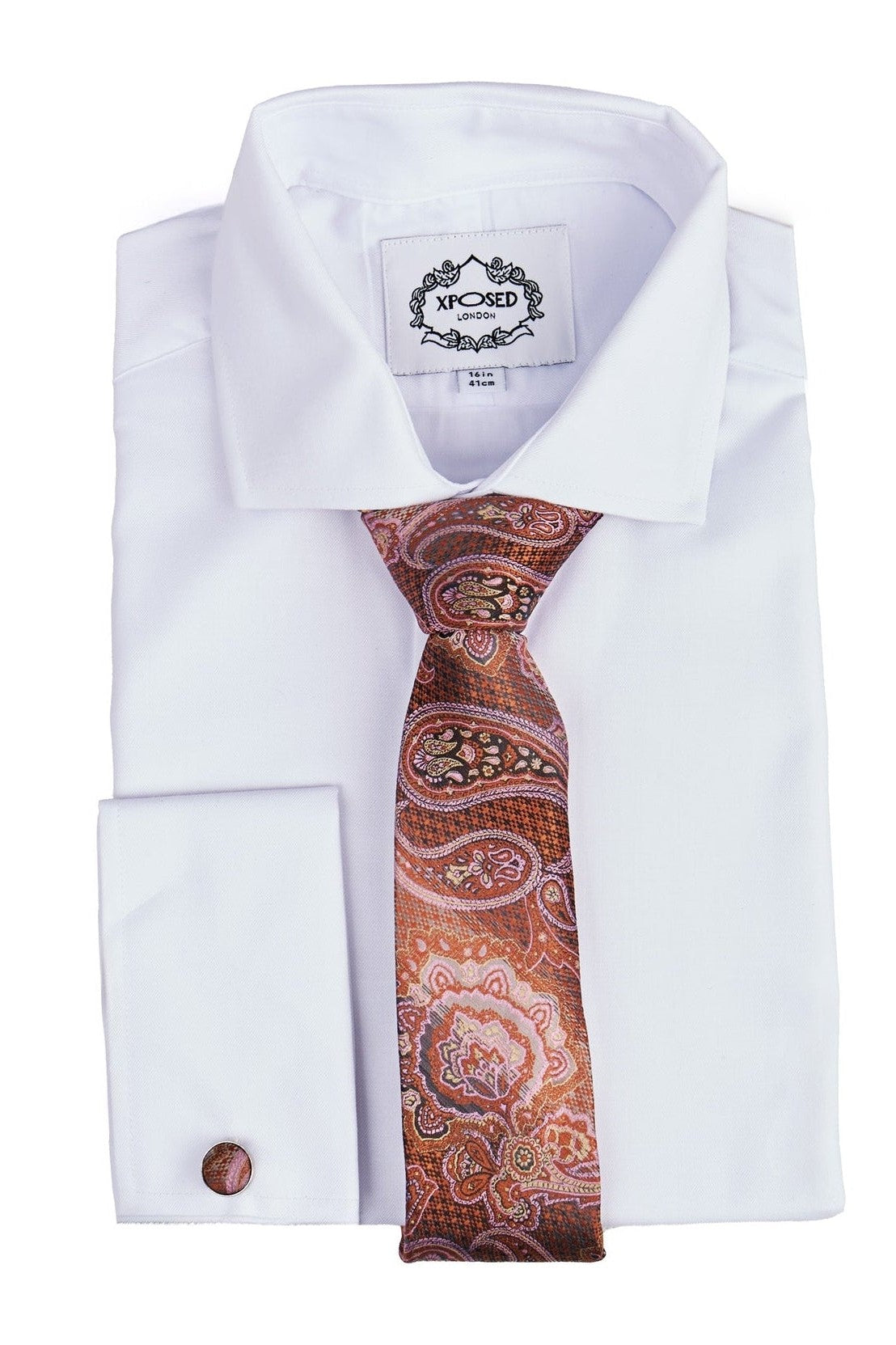BURNT ORANGE PAISLEY PRINT NECK TIE SET