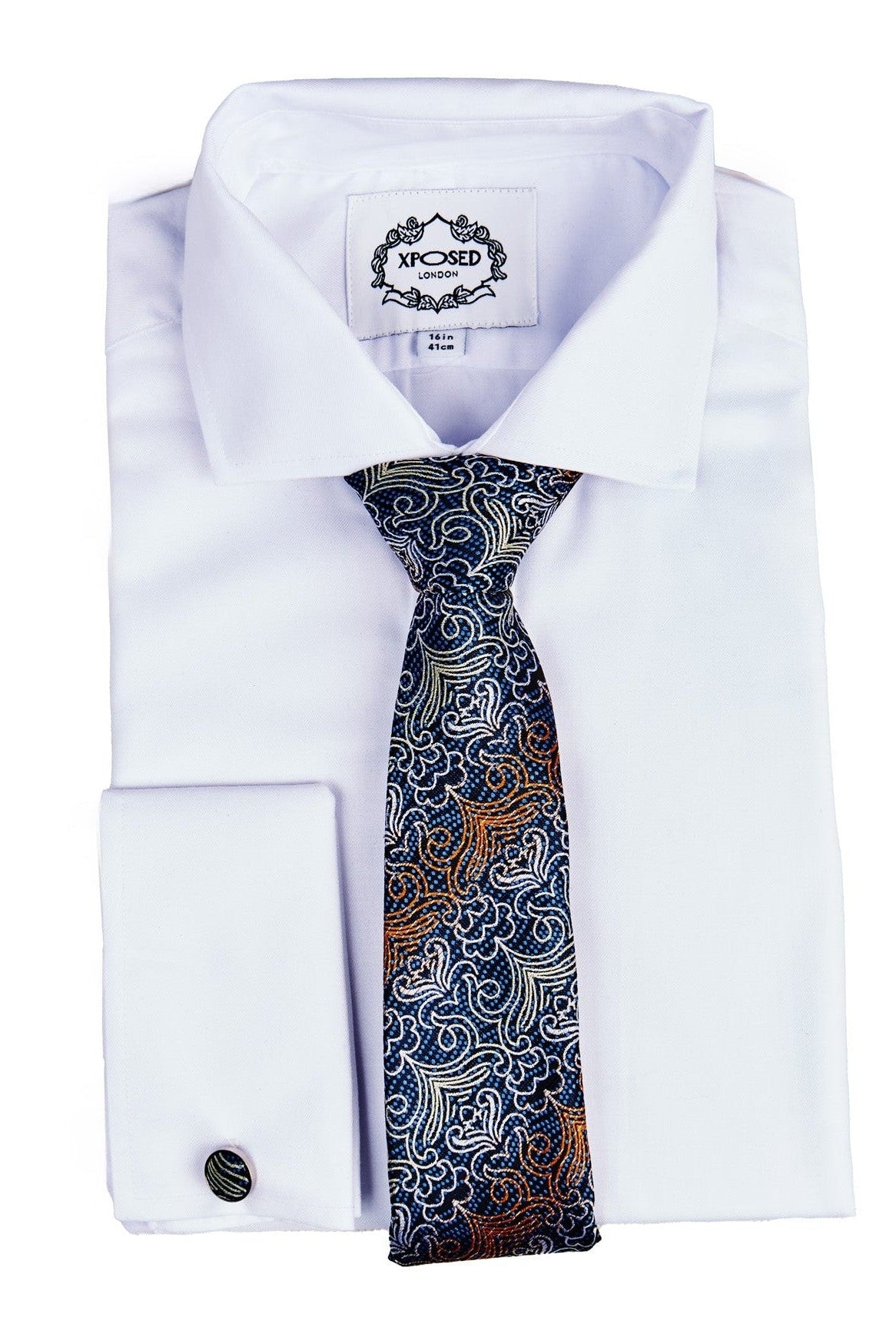 TEAL BLUE FLORAL PAISLEY NECK TIE SET