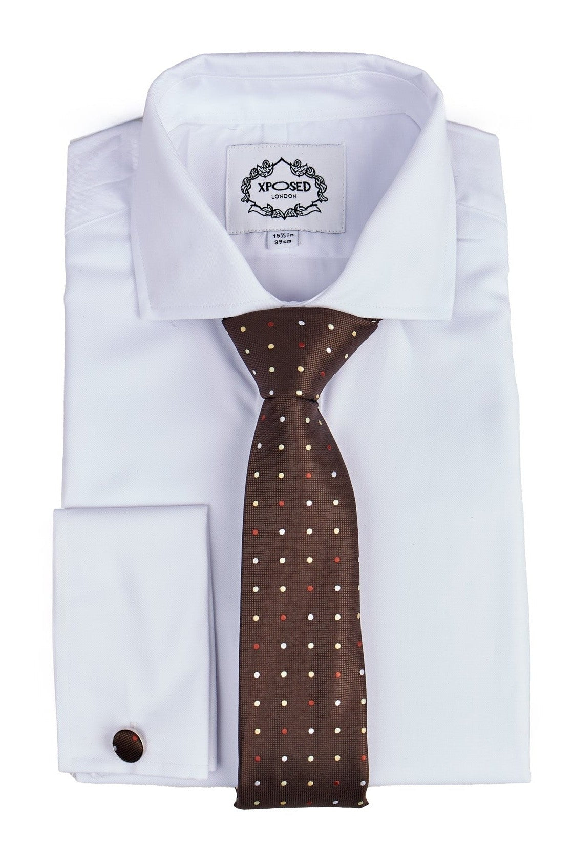 BROWN POLKA DOT NECK TIE SET