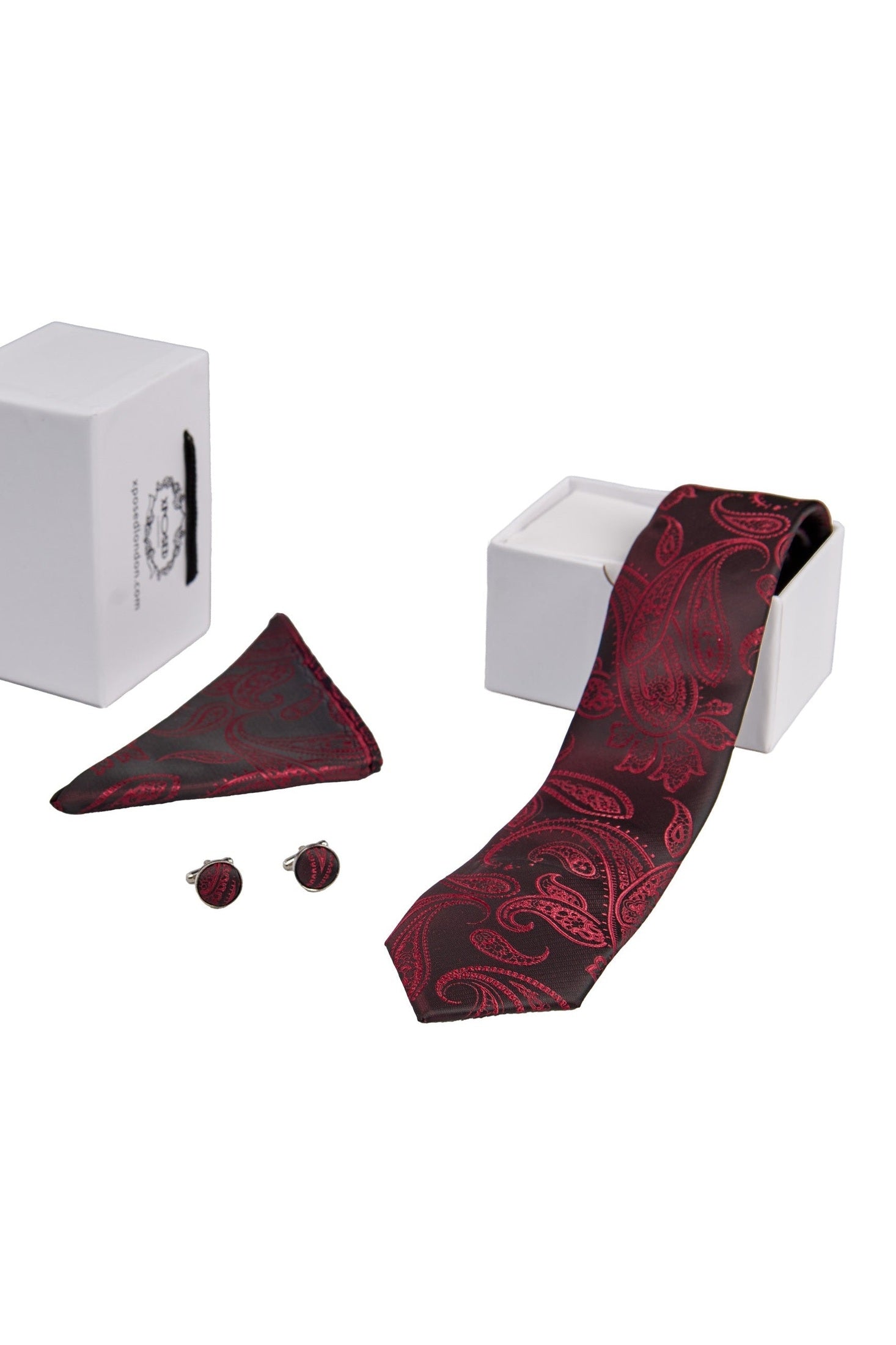 MAROON PAISLEY PRINT NECKTIE SET