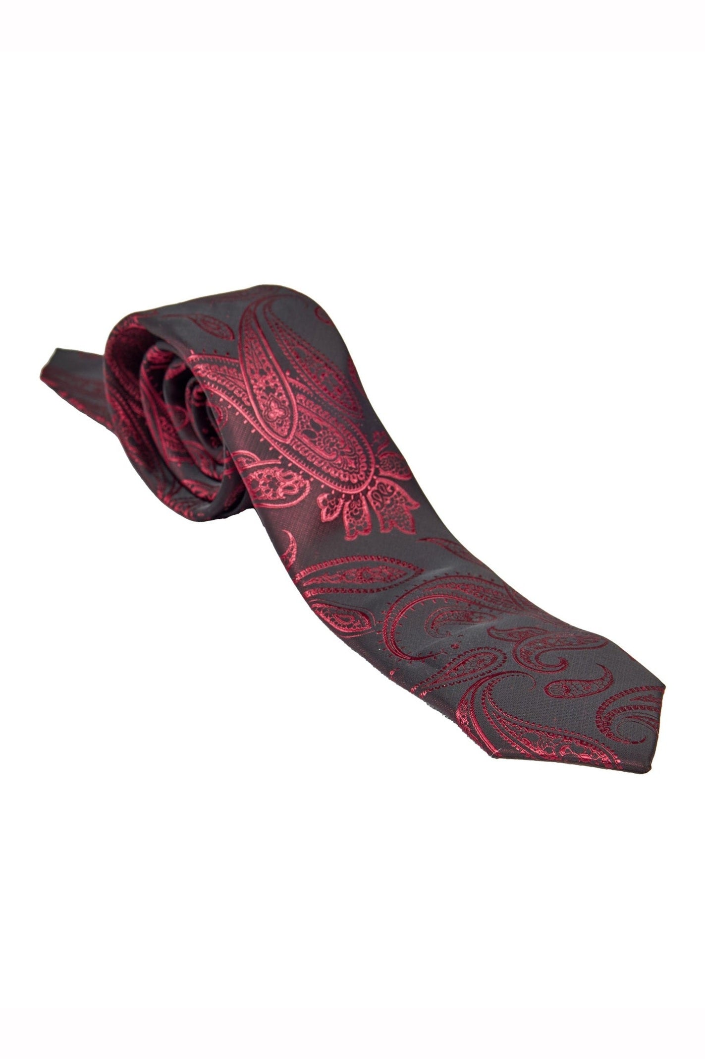 MAROON PAISLEY PRINT NECKTIE SET