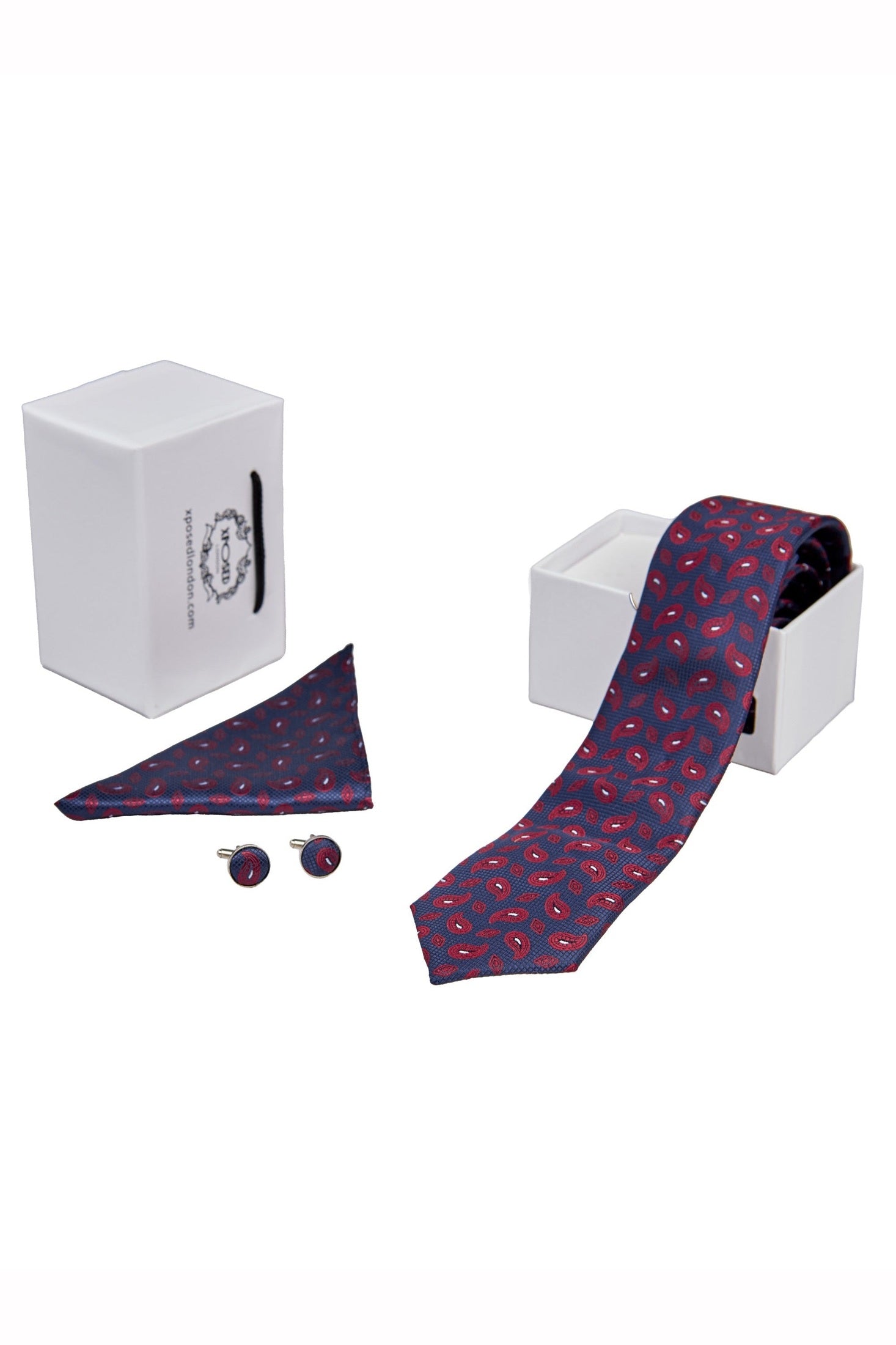 NAVY PAISLEY PRINT NECKTIE SET