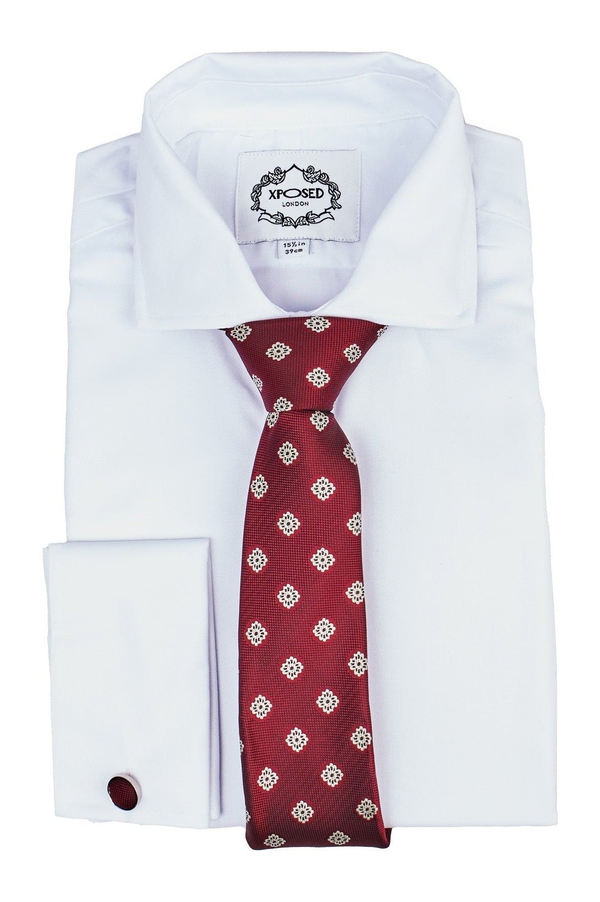 MAROON MINI FLORAL NECK TIE SET