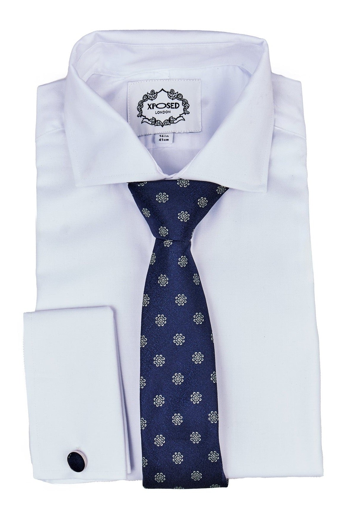 NAVY MINI FLORAL NECK TIE SET