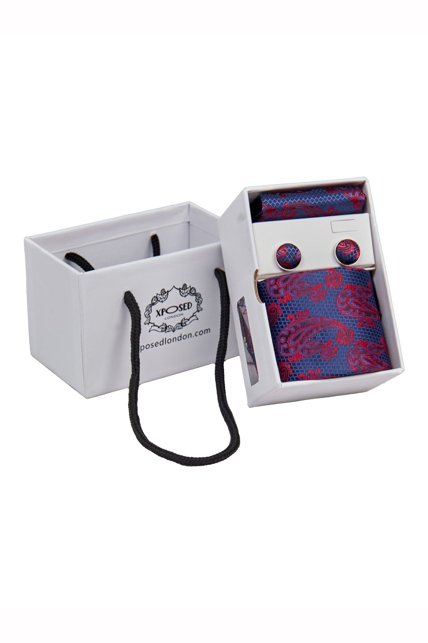 BLUE PAISLEY PRINT NECKTIE SET