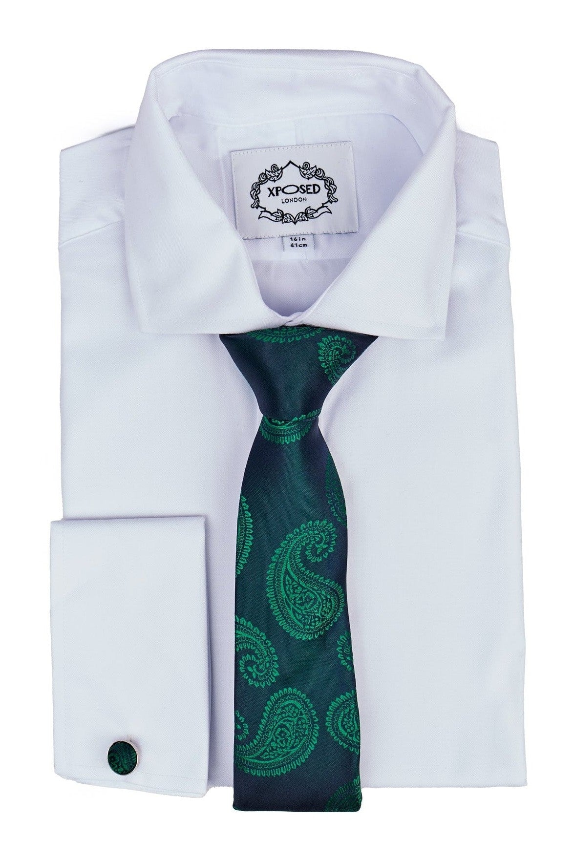GREEN PAISLEY PRINT NECKTIE SET