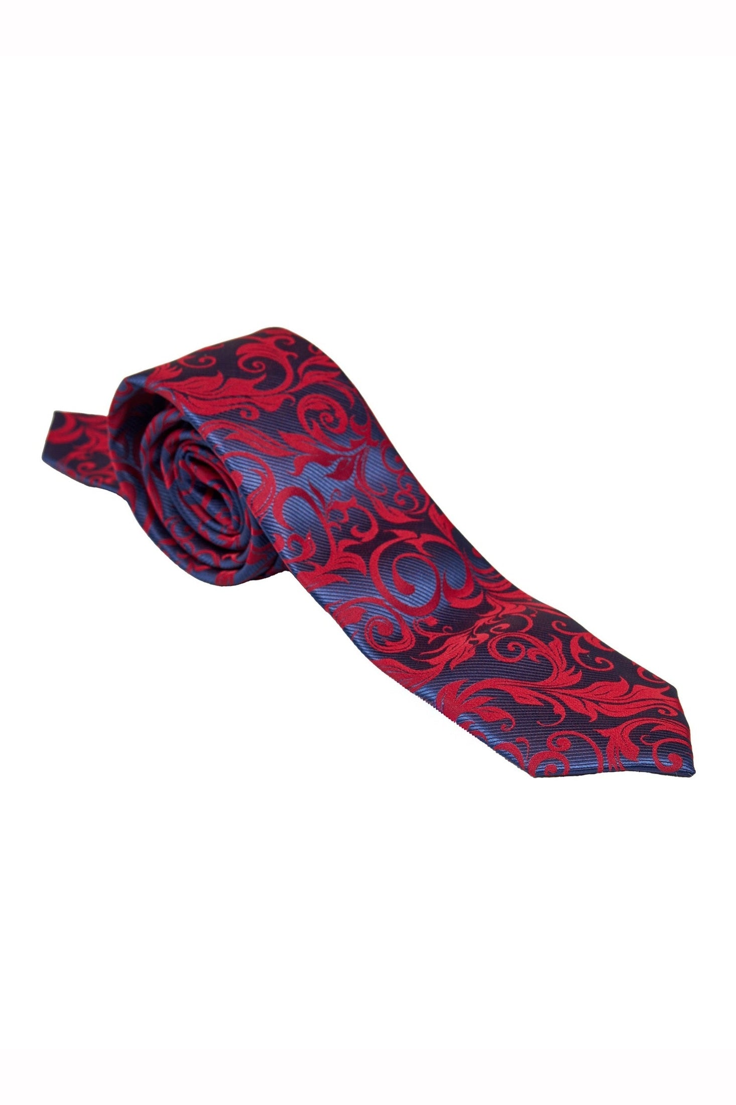 NAVY RED FLORAL PAISLEY NECK TIE SET