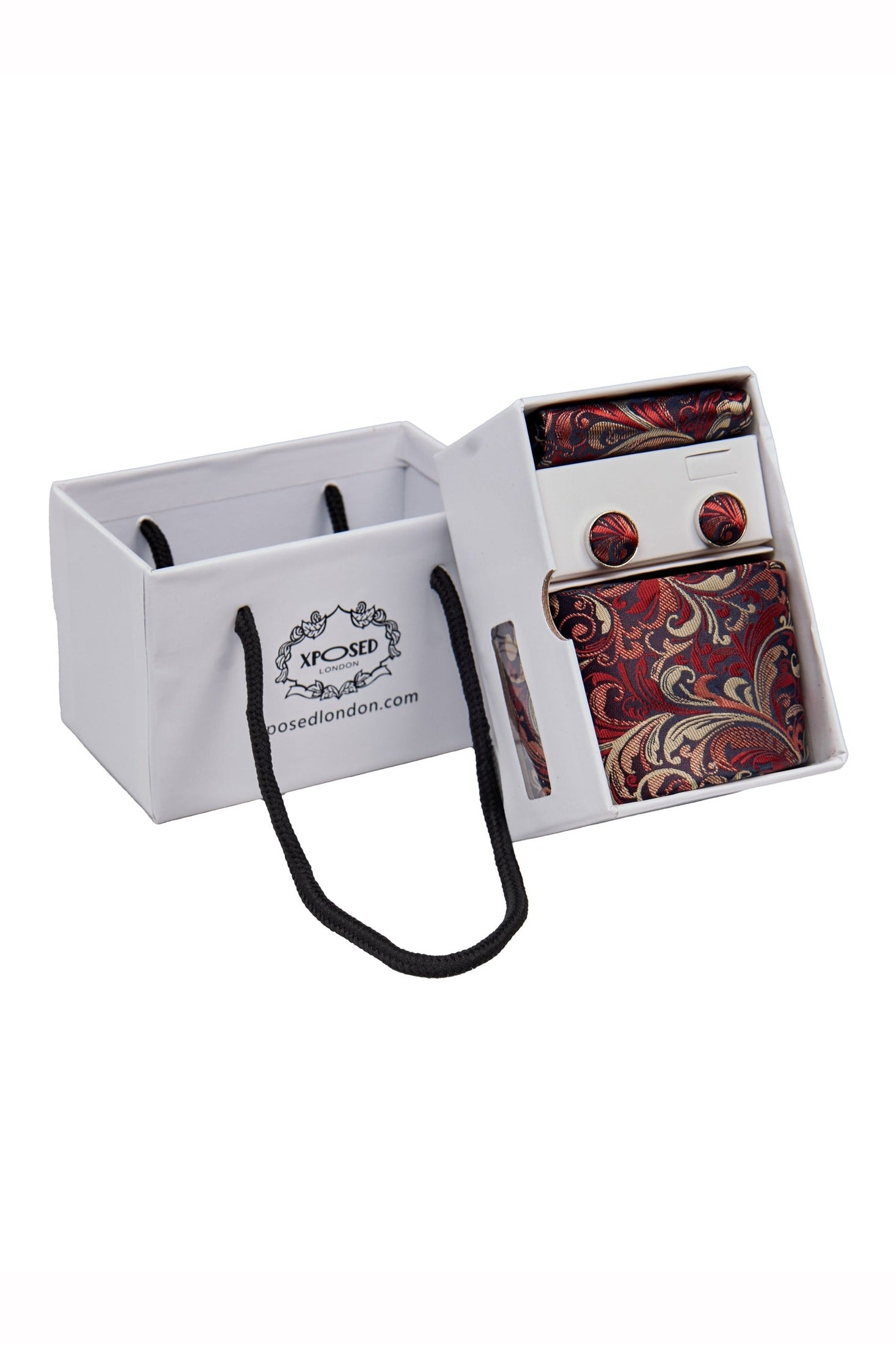MAROON FLORAL PAISLEY NECK TIE SET