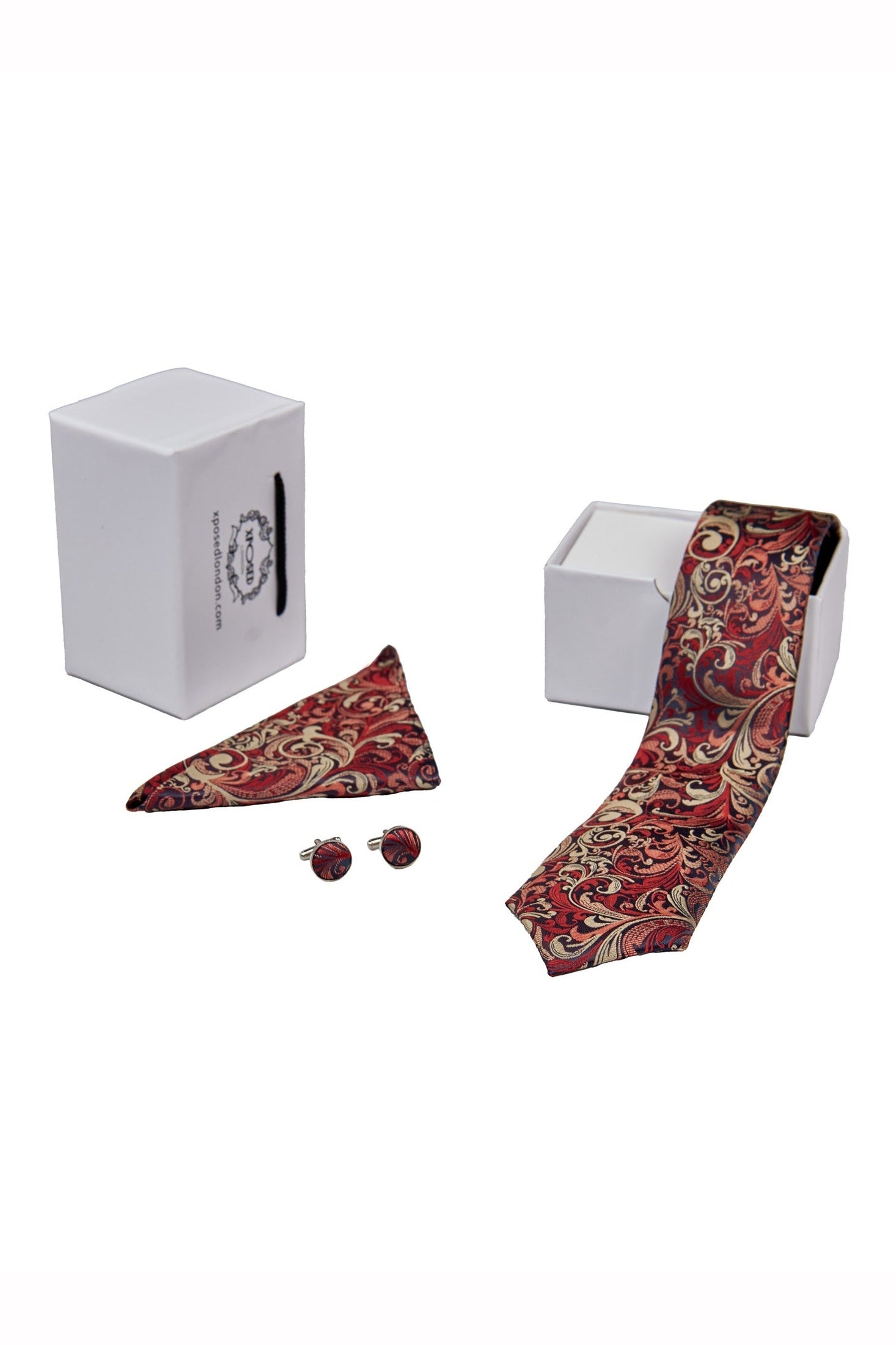 MAROON FLORAL PAISLEY NECK TIE SET