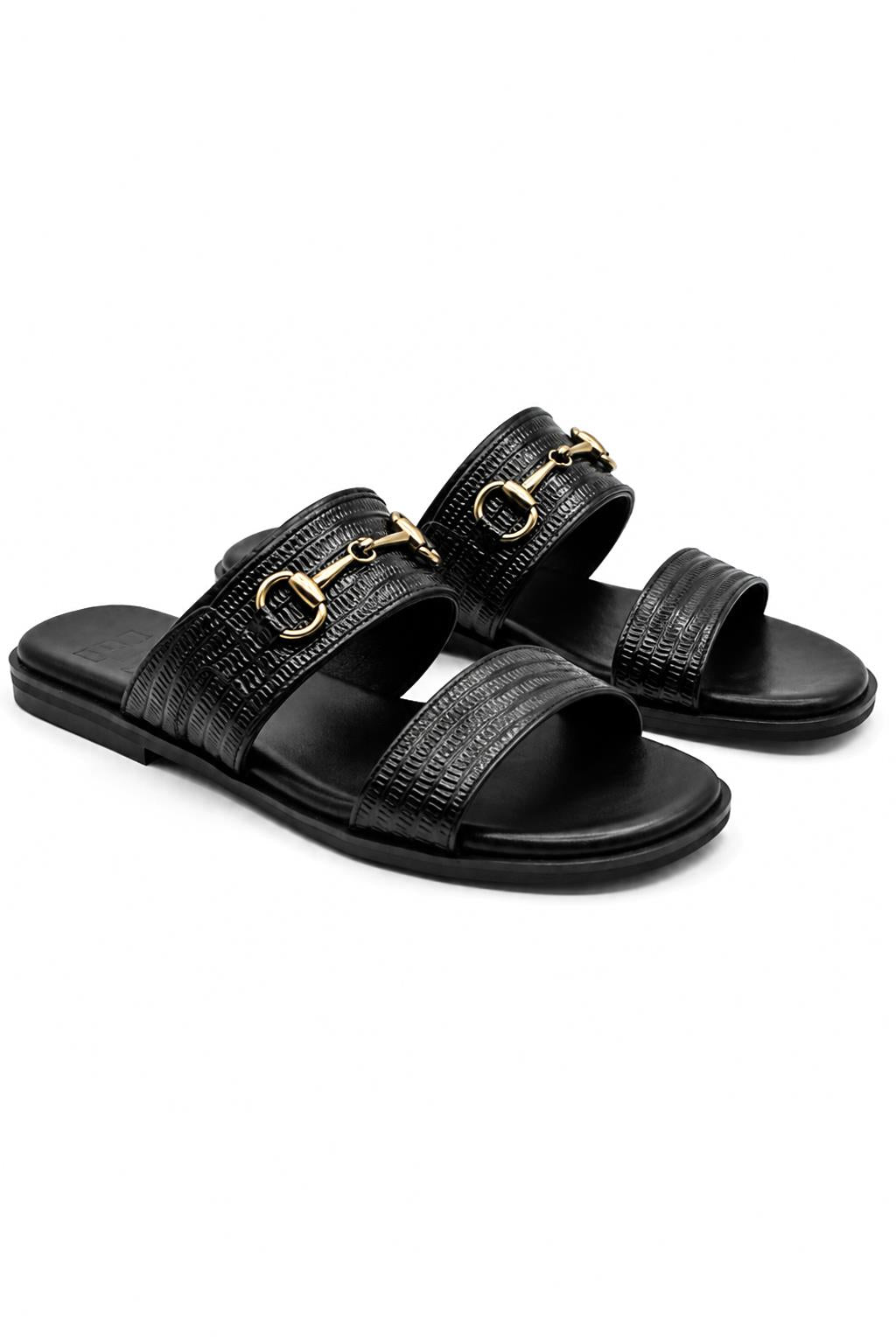 Men's Black Handmade Real Leather Snaffle Bit Open Toe Sandals Sartorial Shoes