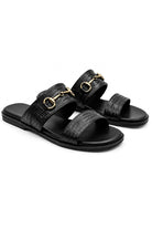 Men's Black Handmade Real Leather Snaffle Bit Open Toe Sandals Sartorial Shoes