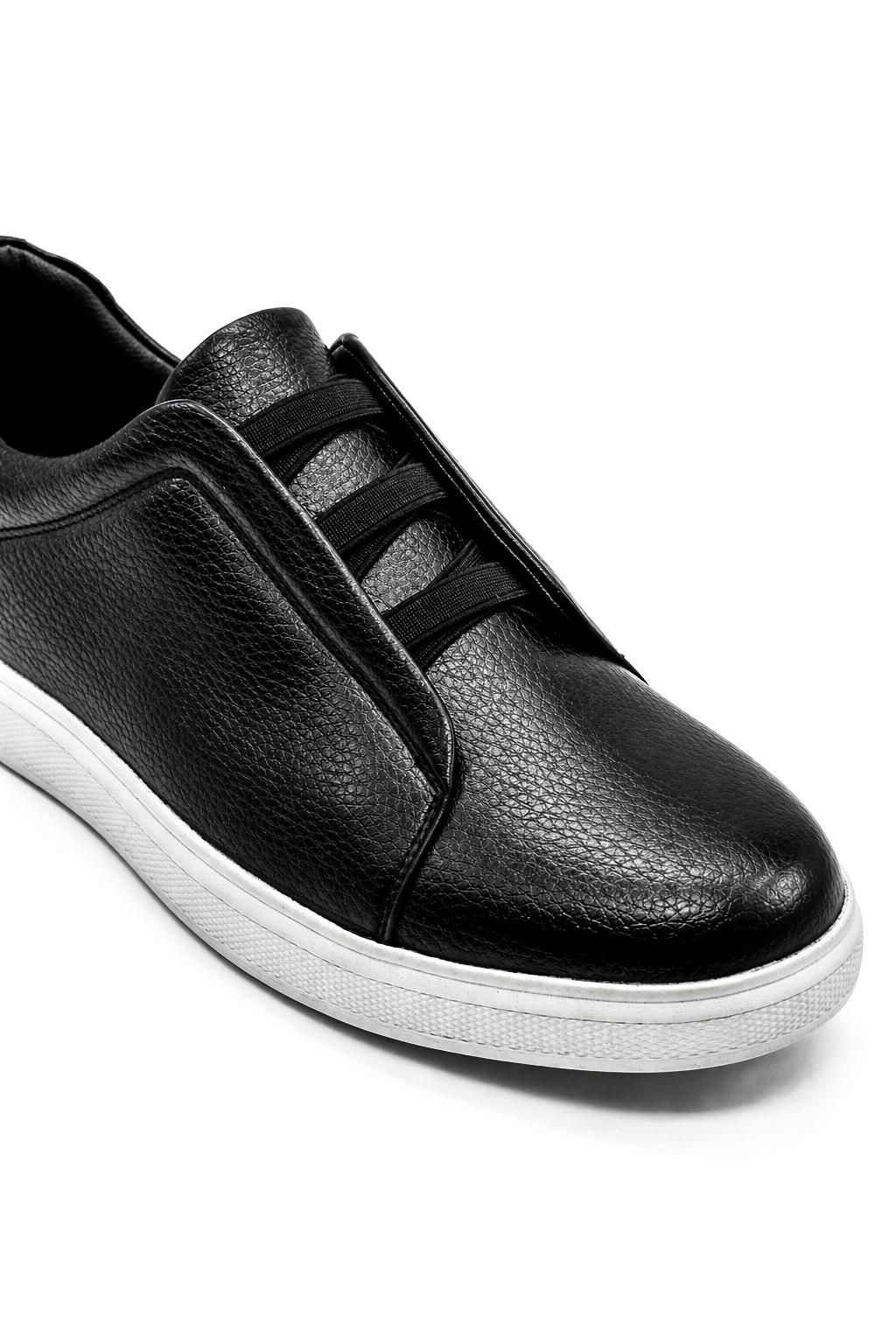 Men’s Black Faux Leather Slip-On Trainers Sartorial Shoes