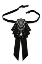 Men’s Black Cameo Jewelled Short Ribbon Brooch Bow Tie Sartorial Shoes