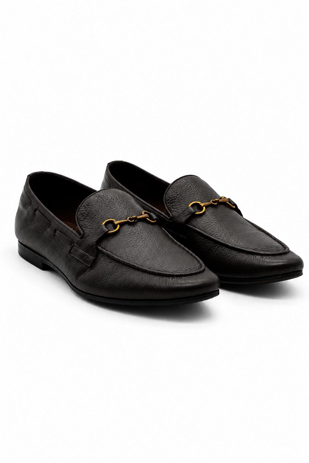 FAZIO Men’s Brown Soft Grain Genuine Leather Snaffle Bit Loafers Sartorial Shoes