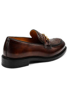 ASCOT Men’s Brown Snake-Effect Leather Snaffle Loafers Sartorial Shoes
