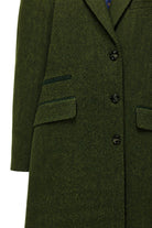 Men's Olive Green Herringbone Wool Blend Tailored Fit Overcoat CAVANI