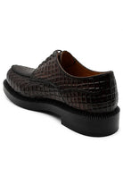 MARLOW Men’s Dark Brown Croc-Embossed Leather Moc-Toe Derby Shoes Sartorial Shoes