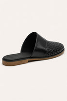 FINO Men’s Black Woven Leather Mule Slippers Sartorial Shoes