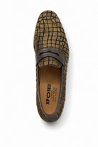 GINO Men’s Brown Patterned Horse Hair Leather Penny Loafers Sartorial Shoes