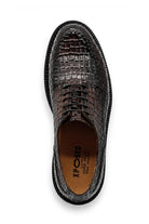 MARLOW Men’s Dark Brown Croc-Embossed Leather Moc-Toe Derby Shoes Sartorial Shoes