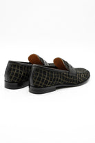 GINO Men’s Black Patterned Horsehair Leather Penny Loafers Sartorial Shoes