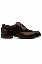 Lawson Men's Handmade Leather & Suede Wingtip Brogue Shoes – Brown Sartorial Shoes