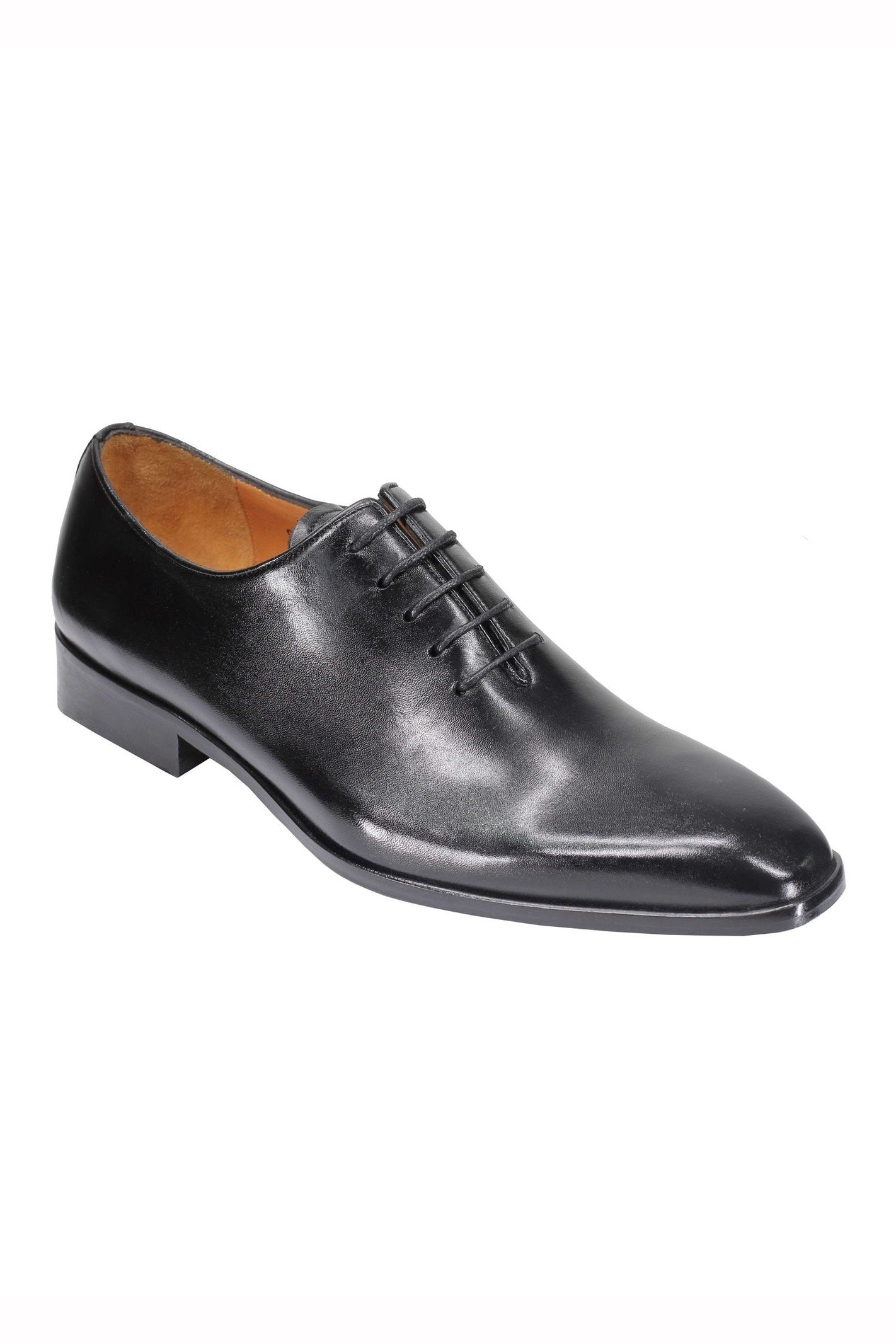BLACK CALF LEATHER WHOLECUT OXFORD LACE UP SHOES