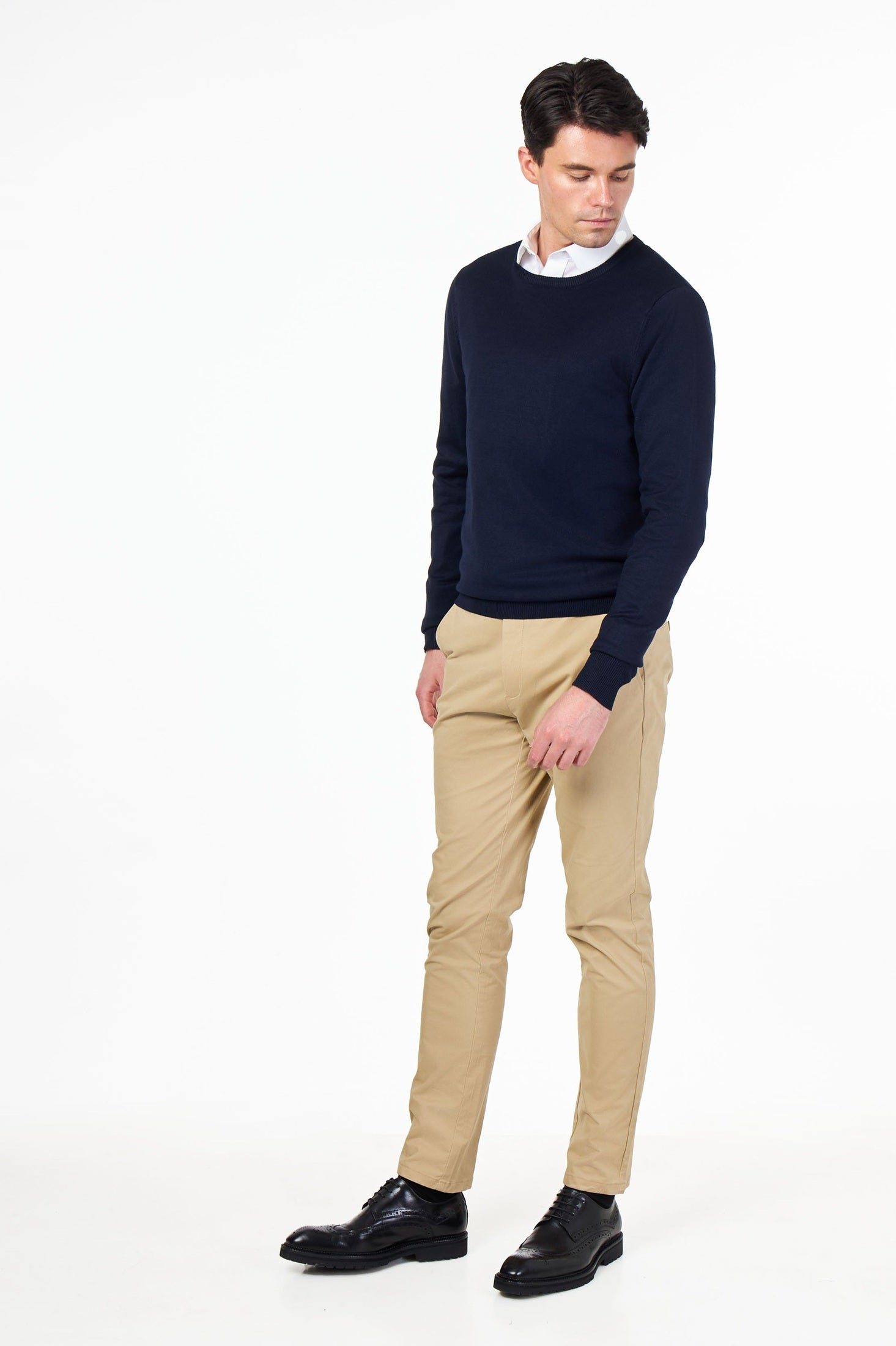MEN’S PURE COTTON NAVY CREW NECK JUMPER
