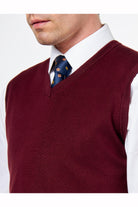 KNITTED COTTON MAROON SLEEVELESS JUMPER V-NECK VEST CAVANI