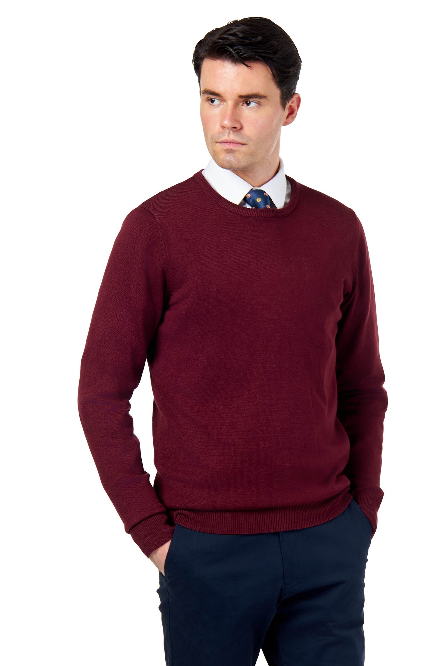 MEN’S PURE COTTON MAROON CREW NECK JUMPER