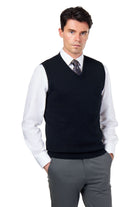 KNITTED COTTON BLACK SLEEVELESS JUMPER V-NECK VEST CAVANI