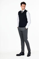 KNITTED COTTON BLACK SLEEVELESS JUMPER V-NECK VEST CAVANI