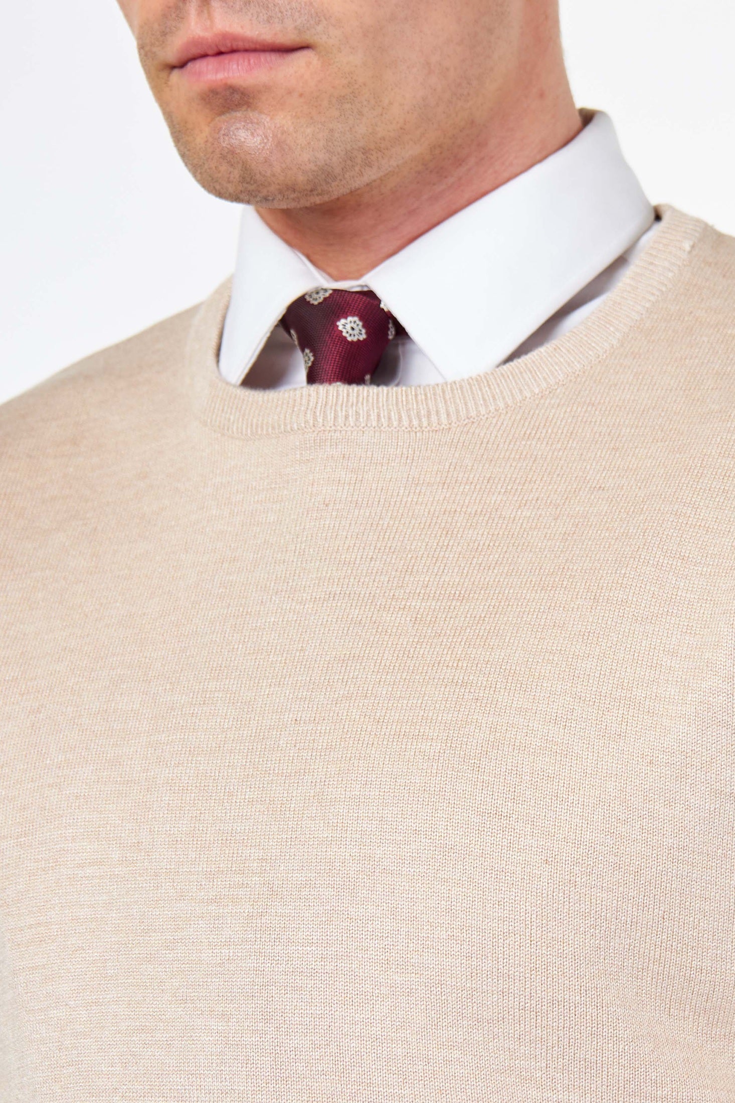 MEN’S PURE COTTON CREAM CREW NECK JUMPER