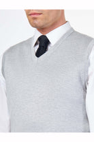 KNITTED COTTON GREY SLEEVELESS JUMPER V-NECK VEST CAVANI