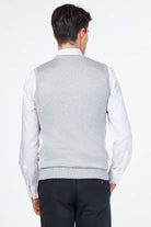 KNITTED COTTON GREY SLEEVELESS JUMPER V-NECK VEST CAVANI