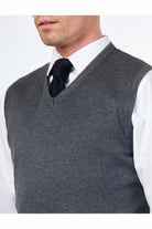 KNITTED COTTON CHARCOAL SLEEVELESS JUMPER V-NECK VEST CAVANI