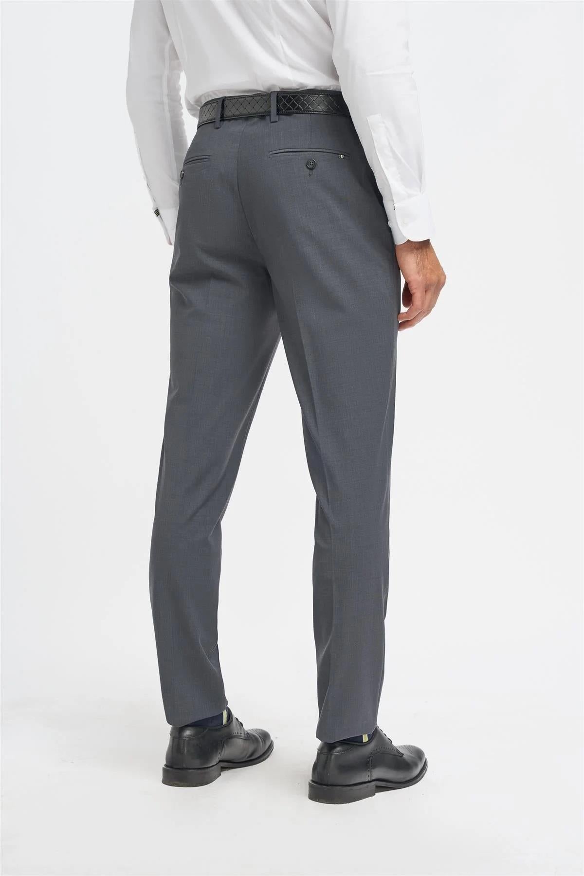 Cavani Bond Men’s Charcoal Wool Rich Tailored Trousers CAVANI