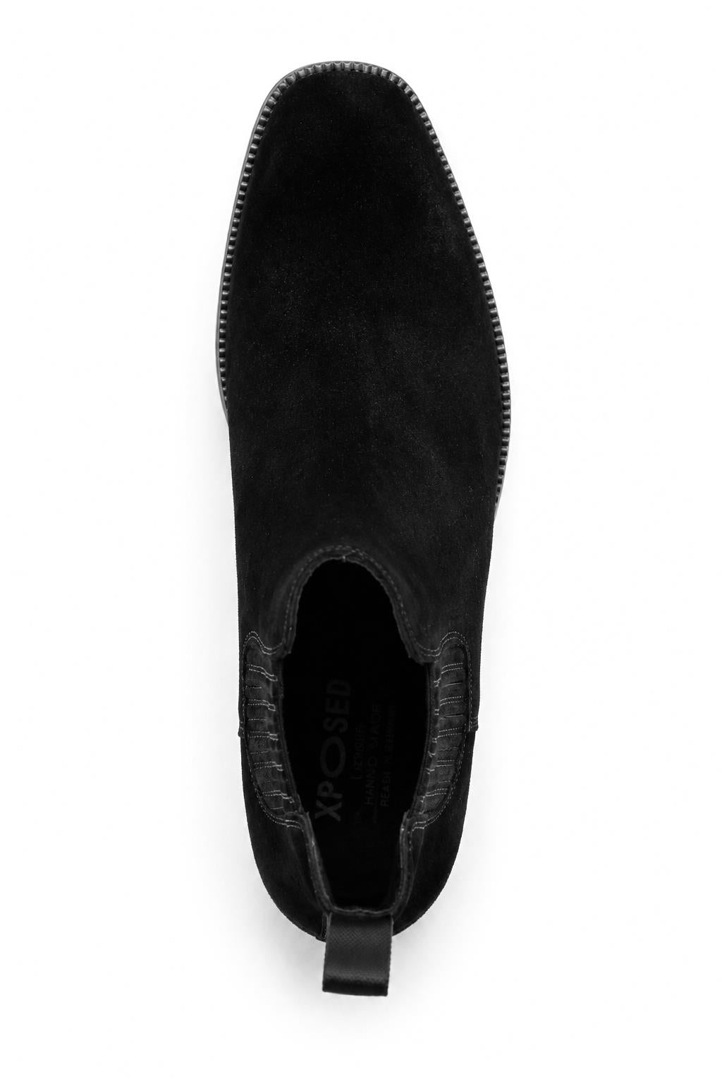 RAMOS Men’s Black Smooth Suede Leather Chelsea Boots Sartorial Shoes