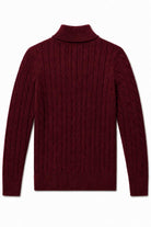 Men's Maroon 100% Cotton Fine Cable Knit Quarter Zip Neck Jumper CAVANI