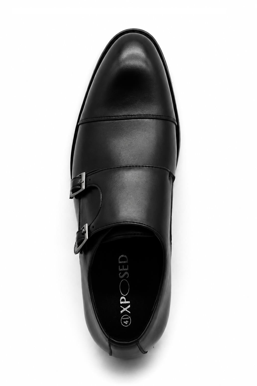 Men's Black Double Monk Strap Cap Toe Formal Shoes Sartorial Shoes