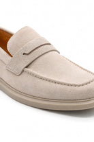 Men’s Milo Beige Suede Leather Penny Loafers Sartorial Shoes