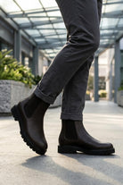 Men’s Brown Grain Leather Lightweight Chunky Sole Chelsea Boots Sartorial Shoes