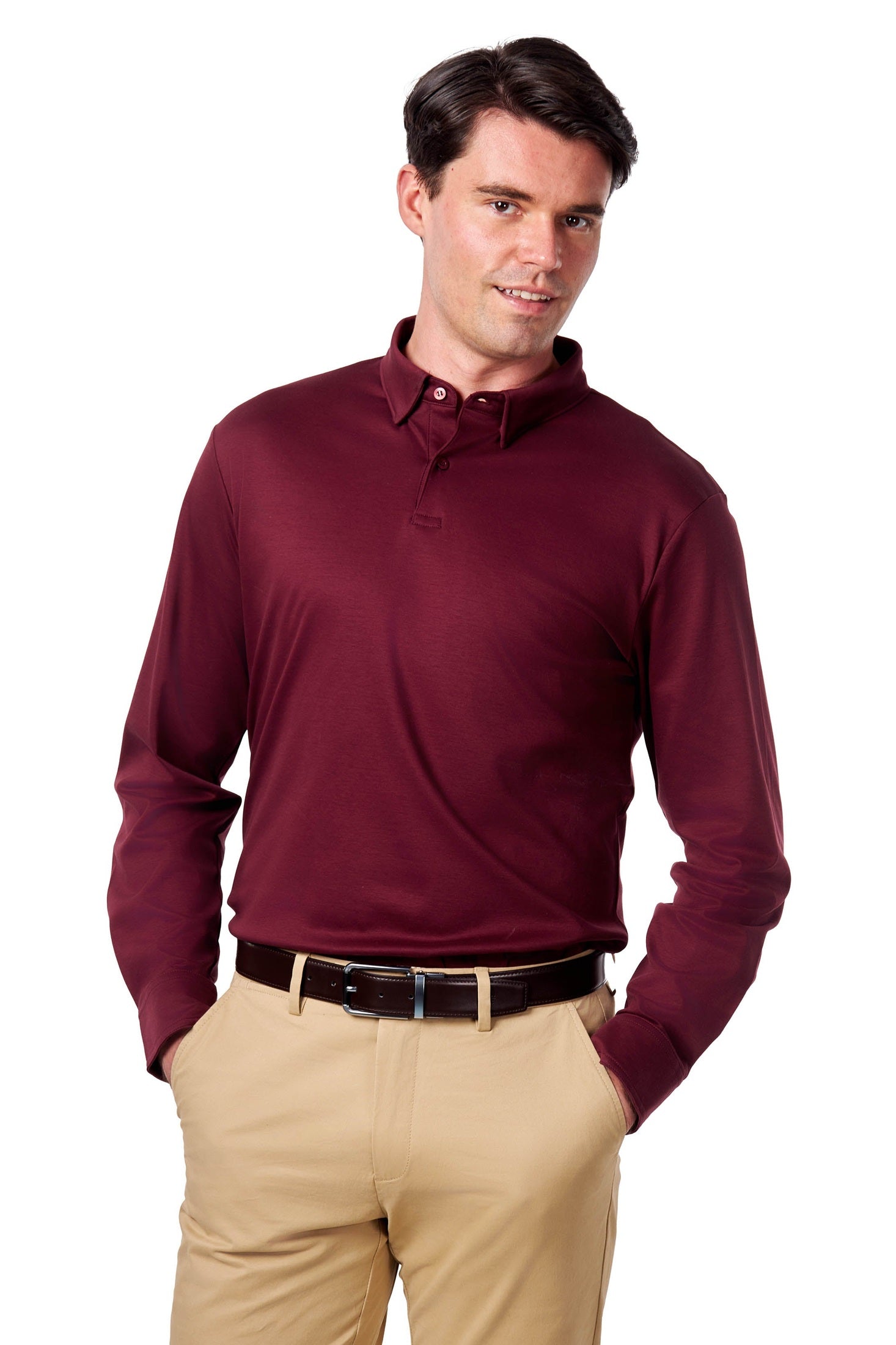 Mercerised Cotton Polo Shirts Long Sleeve