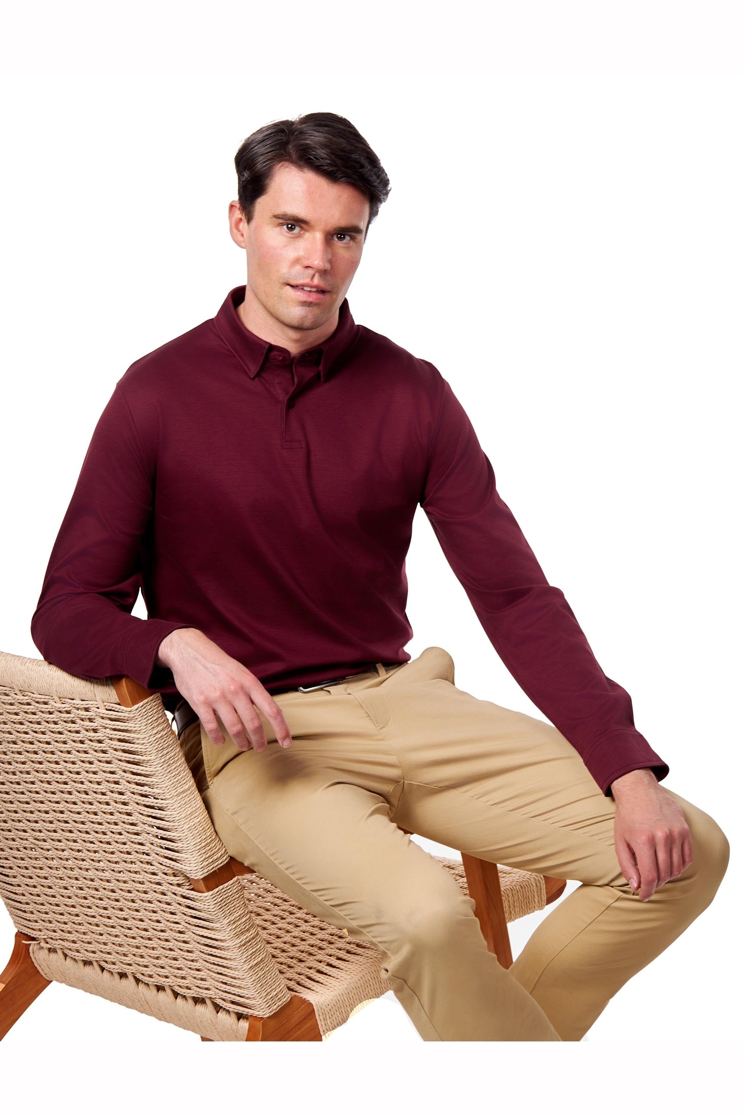 Mercerised Cotton Polo Shirts Long Sleeve
