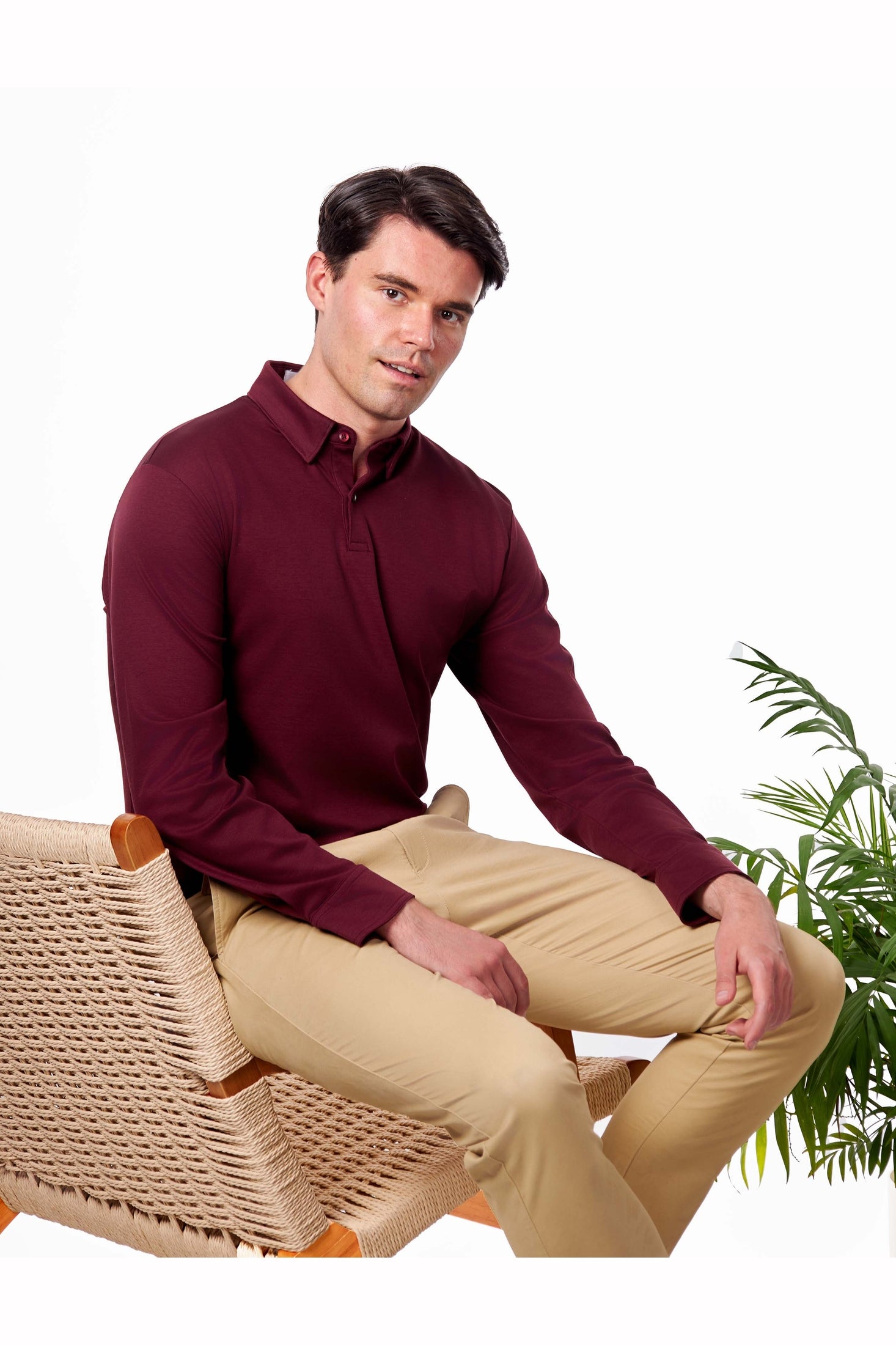 Mercerised Cotton Polo Shirts Long Sleeve
