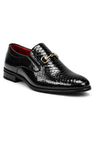 Men’s Black Patent Slip-On Loafers with Gold Snaffle Buckle Sartorial Shoes